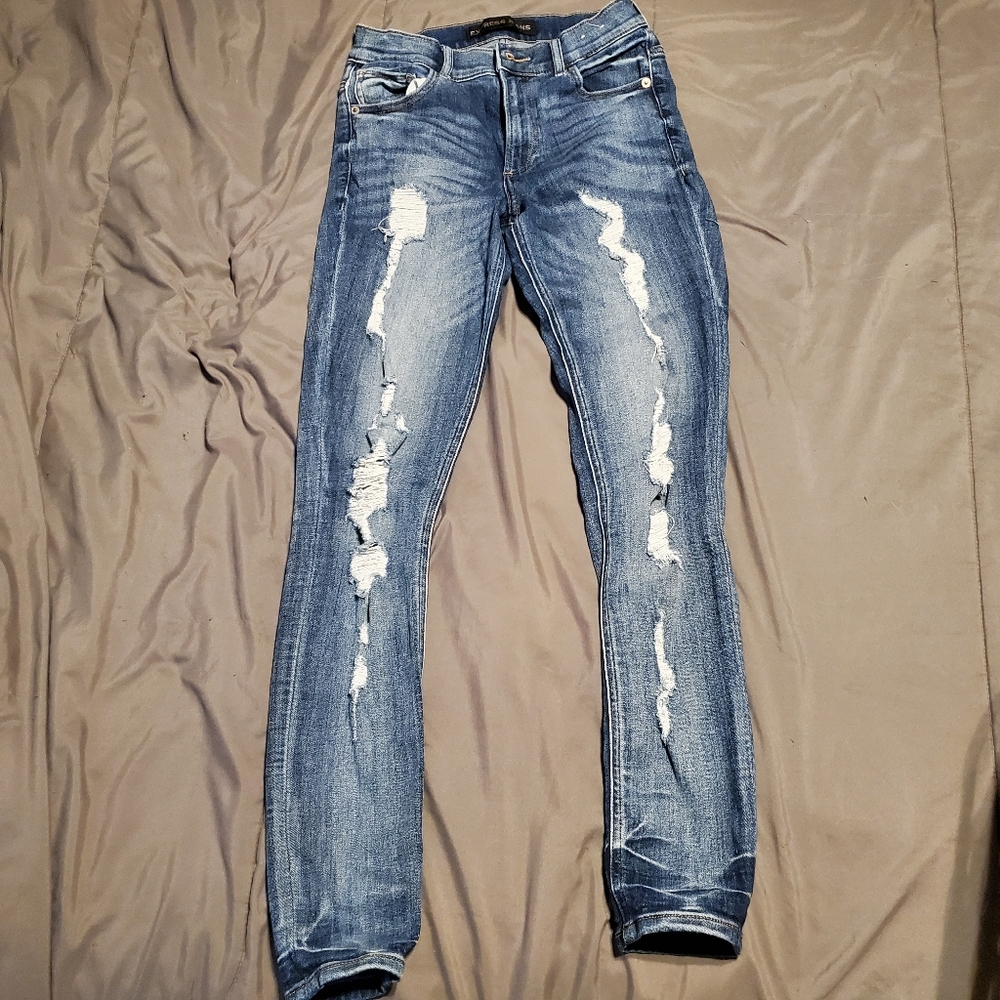 EXPRESS High Rise Skinny Jeans with Rips